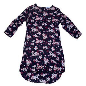 Amour Vert 100% Silk Floral Mini Shift Dress Black XS